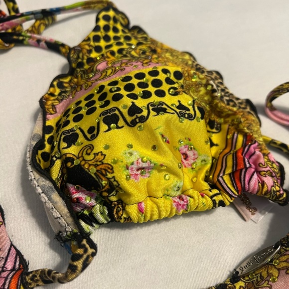 Luli Fama Vibrant Yellow Patterned Bikini Set Size XS - Picture 4 of 11